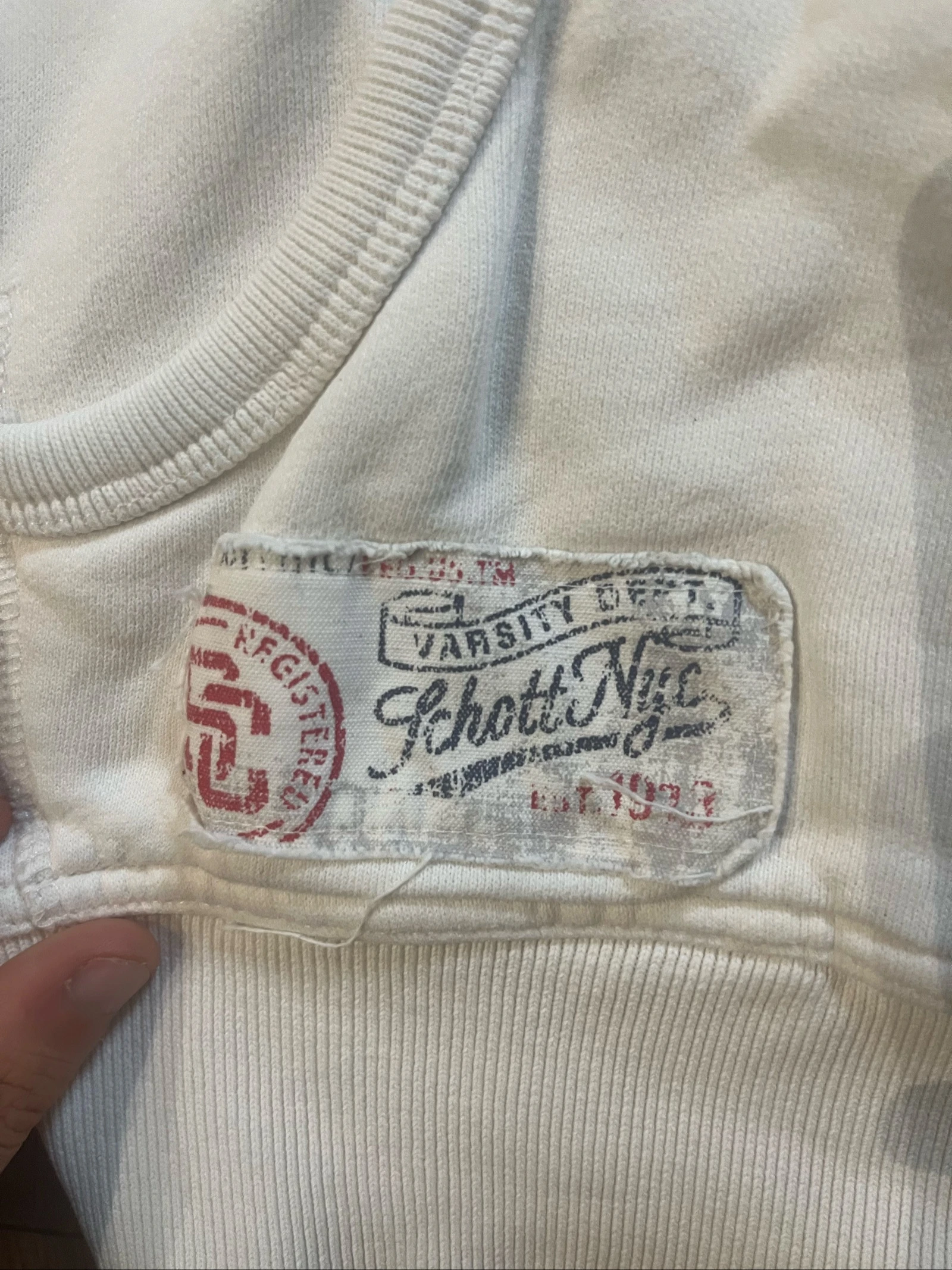 Sweatshirt com capuz branco vintage com zíper - Schott NYC - tamanho S - em ótimo estado – photo 4